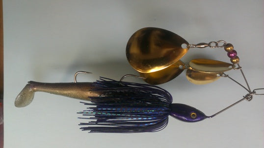 Quad Spin Spinnerbaits with plastic and stinger hook